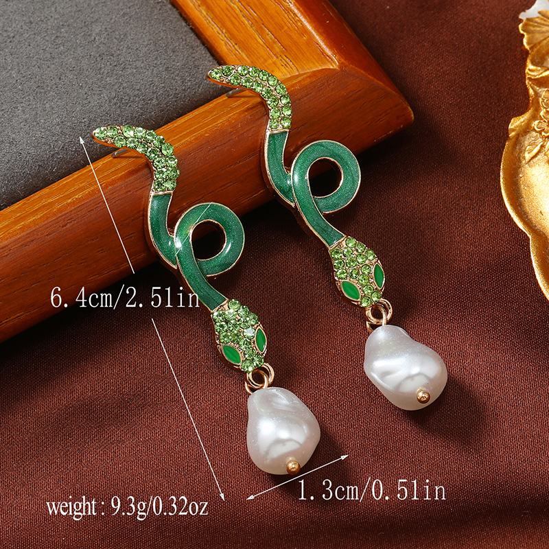 1 Pair Casual Elegant Snake Alloy Rhinestones Drop Earrings display picture 7