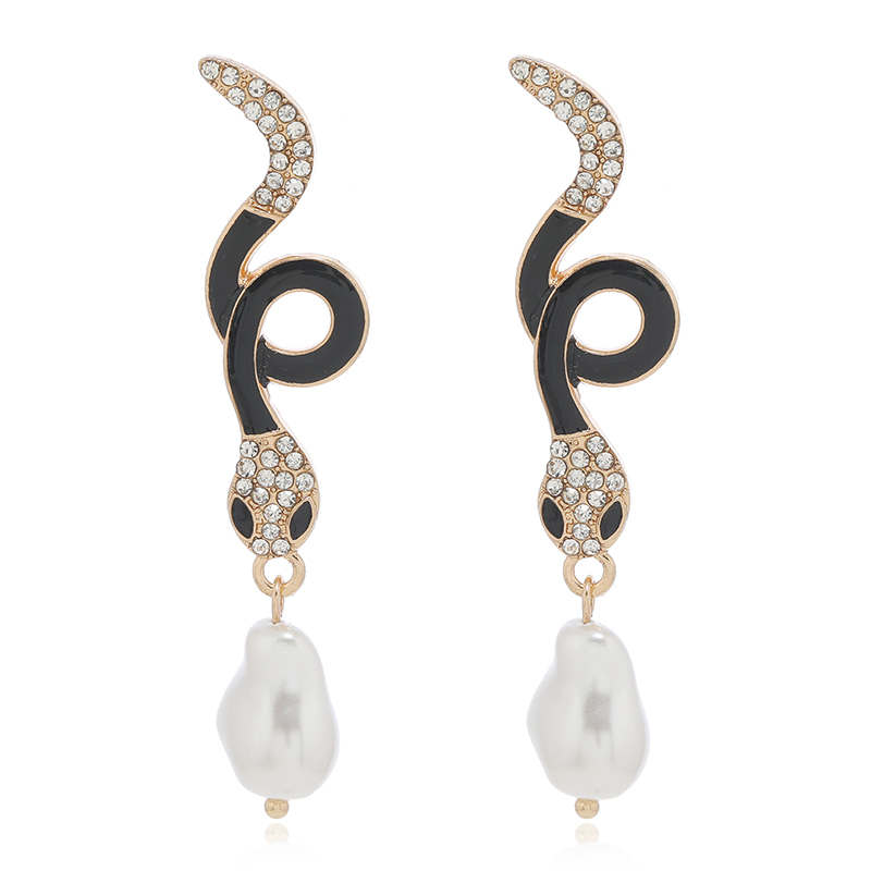 1 Pair Casual Elegant Snake Alloy Rhinestones Drop Earrings display picture 3