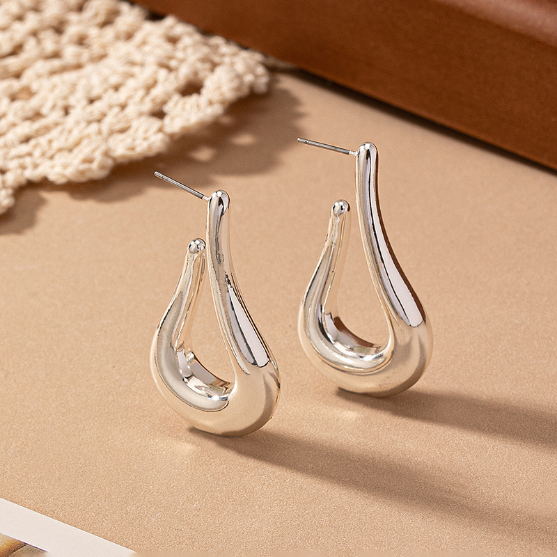 1 Pair Elegant Simple Style U Shape Plating Arylic 14k Gold Plated Silver Plated Drop Earrings display picture 1
