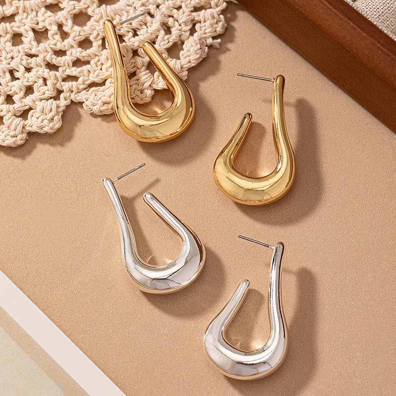 1 Pair Elegant Simple Style U Shape Plating Arylic 14k Gold Plated Silver Plated Drop Earrings display picture 5