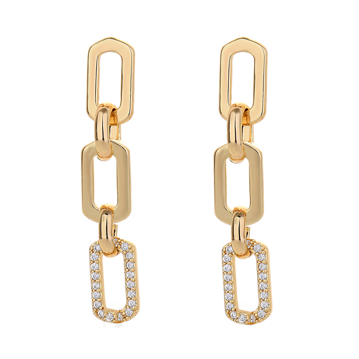 1 Pair Casual Simple Style Chain Copper Zircon White Gold Plated Drop Earrings display picture 2