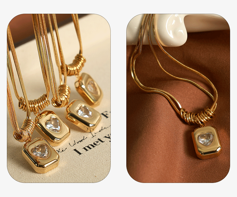 Vintage-stil Einfacher Stil Herzform Titan Stahl 18 Karat Vergoldet Halskette Mit Anhänger display picture 5