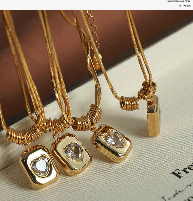 Vintage Style Simple Style Heart Shape Titanium Steel 18k Gold Plated Pendant Necklace display picture 8