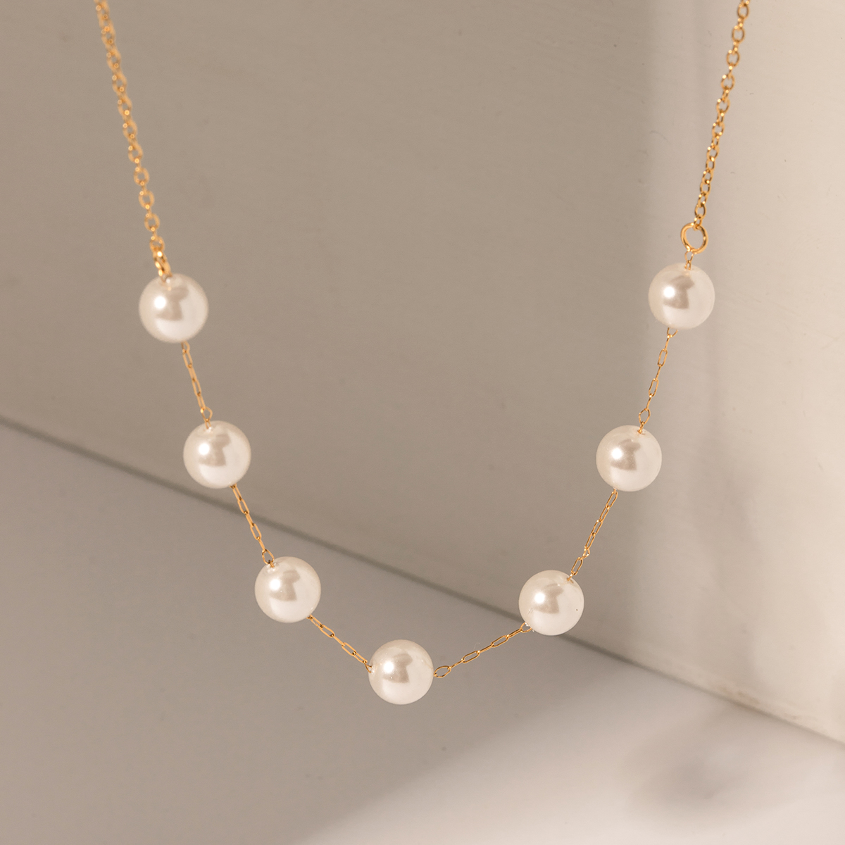 Style Ig Perle Acier Inoxydable Plaqué Or 18k Collier display picture 3