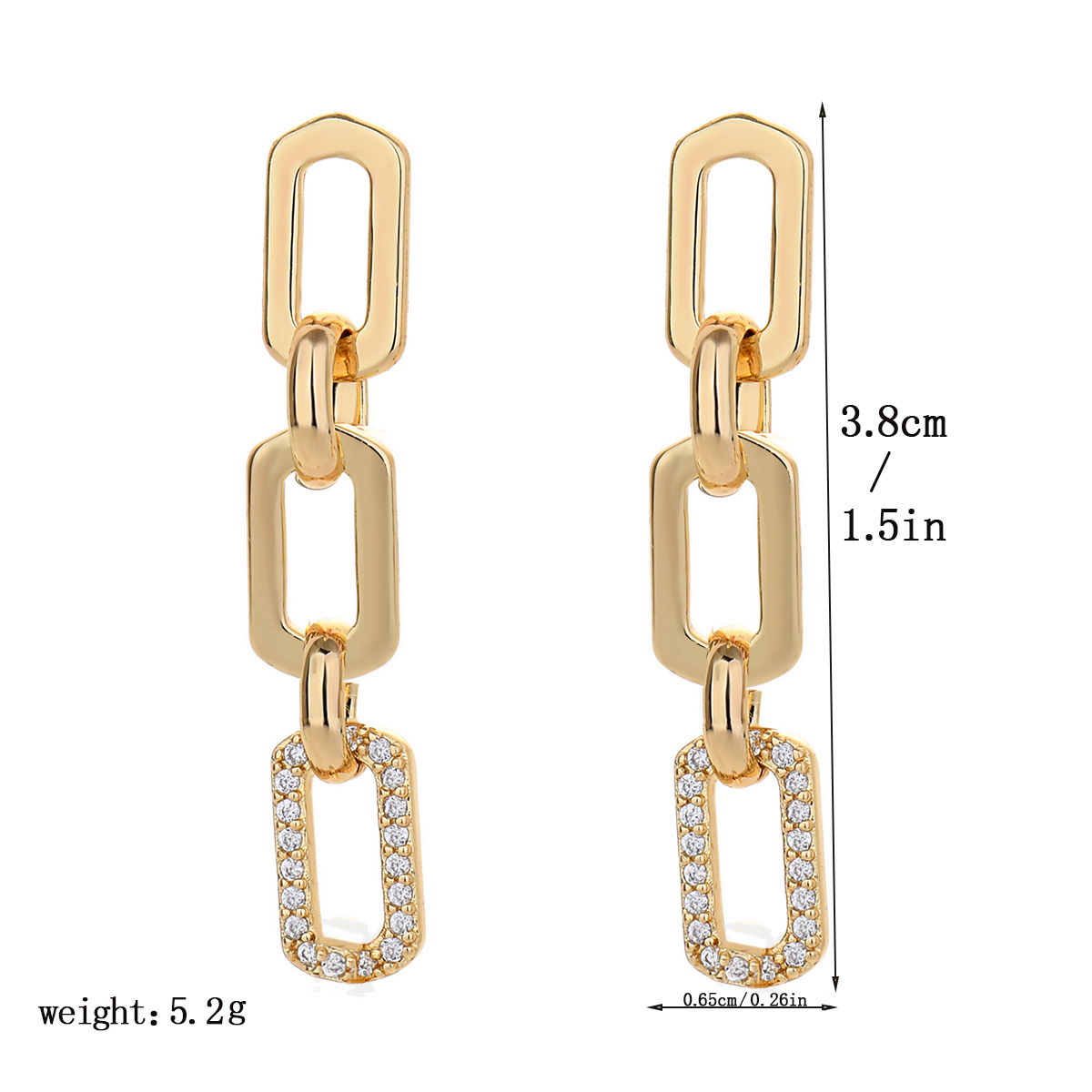 1 Pair Casual Simple Style Chain Copper Zircon White Gold Plated Drop Earrings display picture 5