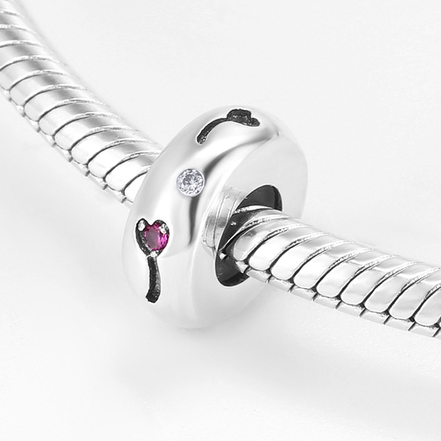 Sweet Simple Style Heart Shape Rose Snake Sterling Silver Epoxy Inlay Zircon Jewelry Accessories display picture 67