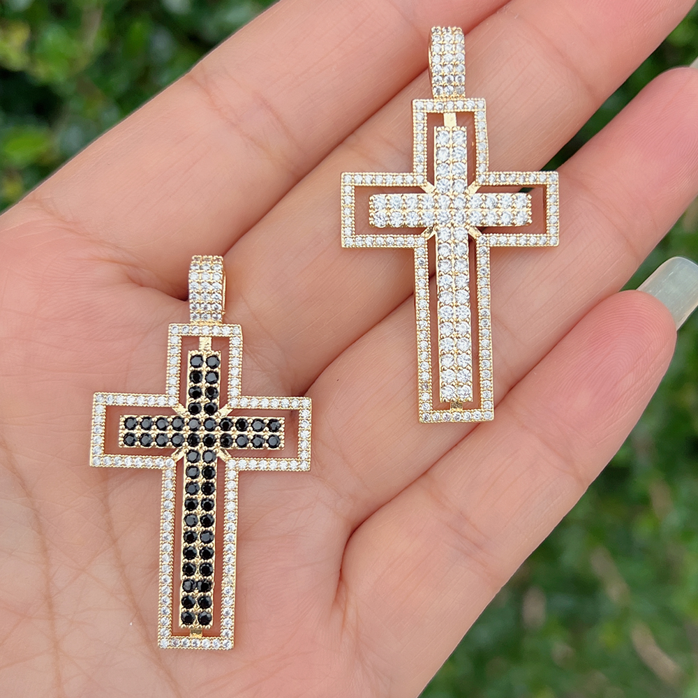 Simple Style Cross Copper Plating Inlay Zircon 18k Gold Plated Pendant Necklace display picture 2