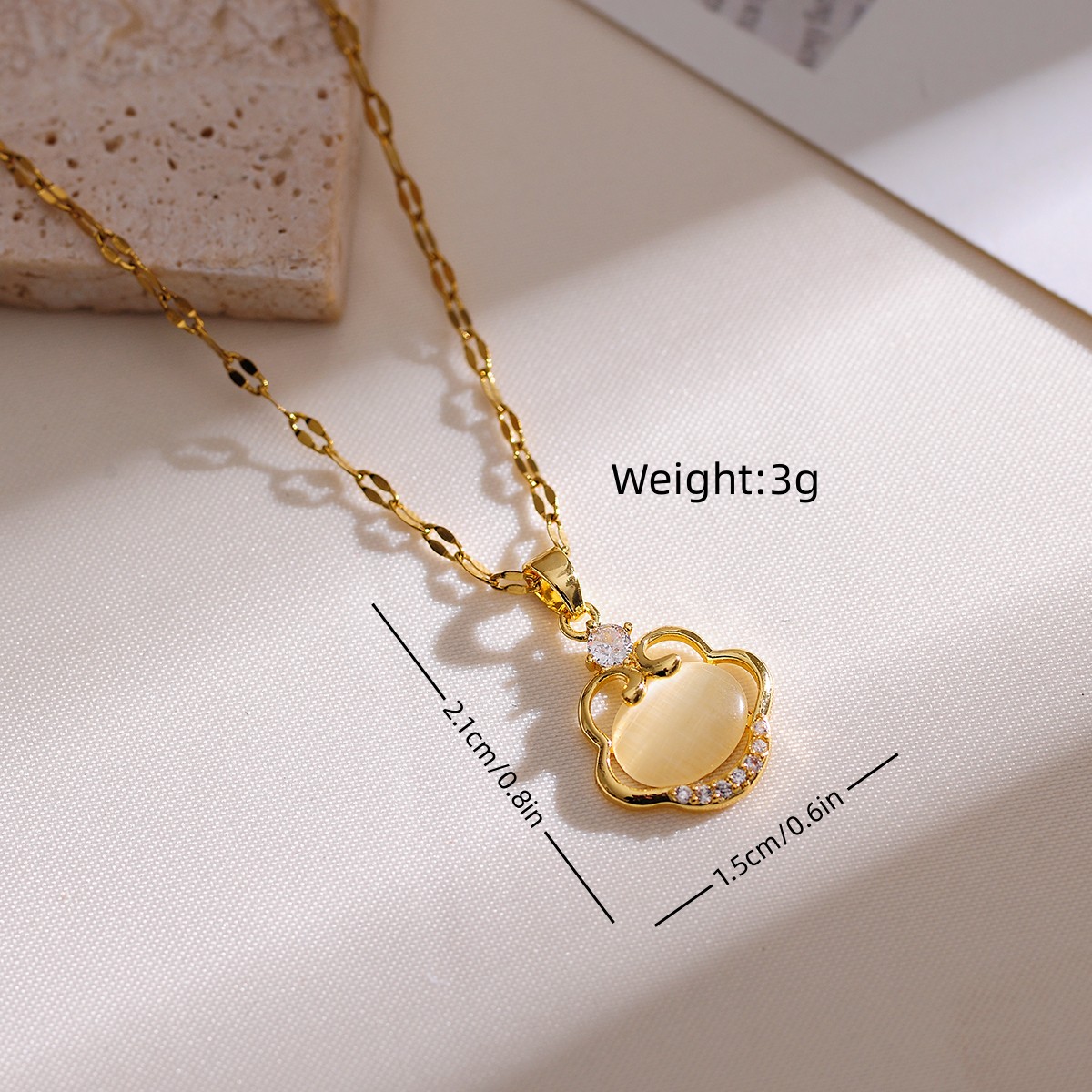 Elegant Glam Geometric Copper Plating Inlay Rhinestones Opal 18k Gold Plated Pendant Necklace display picture 4
