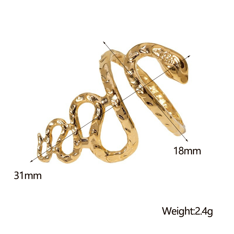 Edelstahl 304 18 Karat Vergoldet Elegant Einfacher Stil Überzug Schlange Offener Ring display picture 6