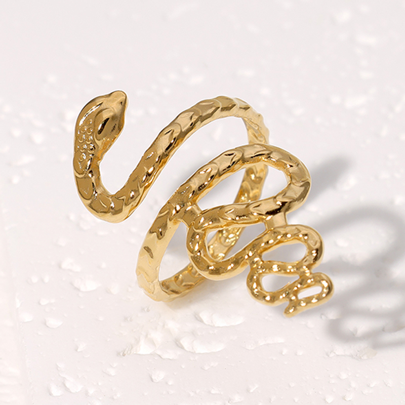 304 Stainless Steel 18K Gold Plated Elegant Simple Style Plating Snake Open Rings display picture 2