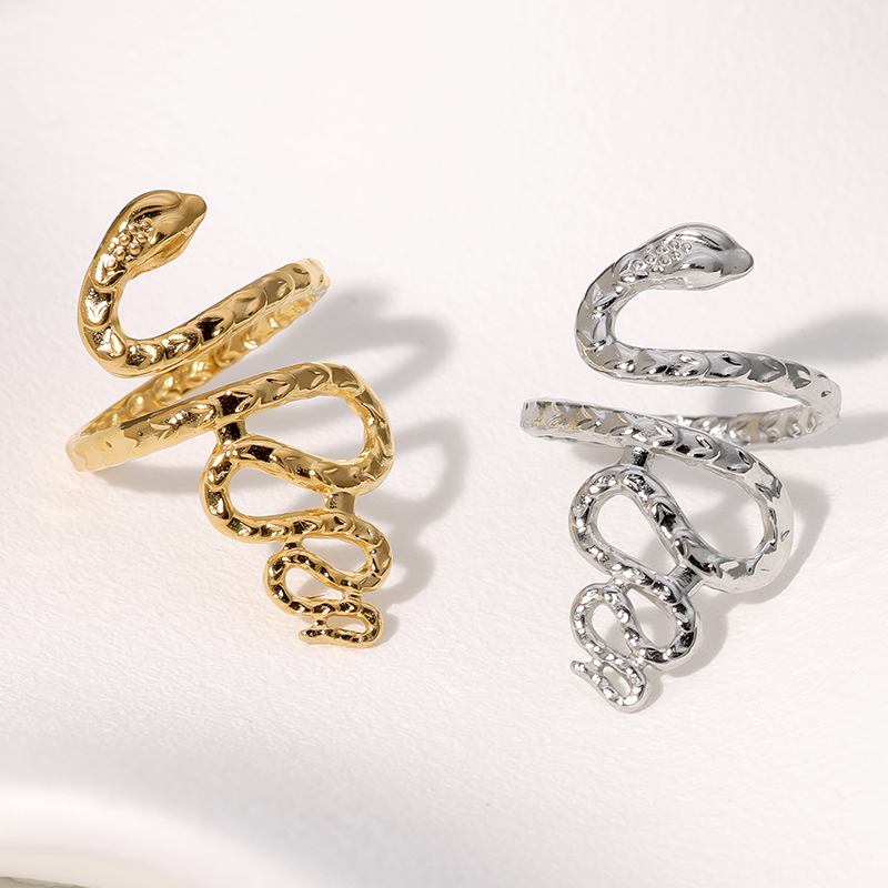 304 Stainless Steel 18K Gold Plated Elegant Simple Style Plating Snake Open Rings display picture 1