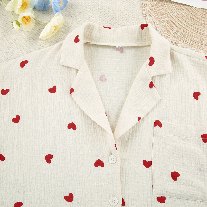 Home Women's Elegant Heart Shape Cotton Pants Sets Pajama Sets display picture 16