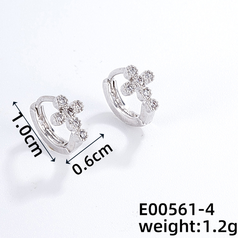 1 Pair Casual Classic Style Cross Copper Zircon K Gold Plated Rhodium Plated Hoop Earrings display picture 8