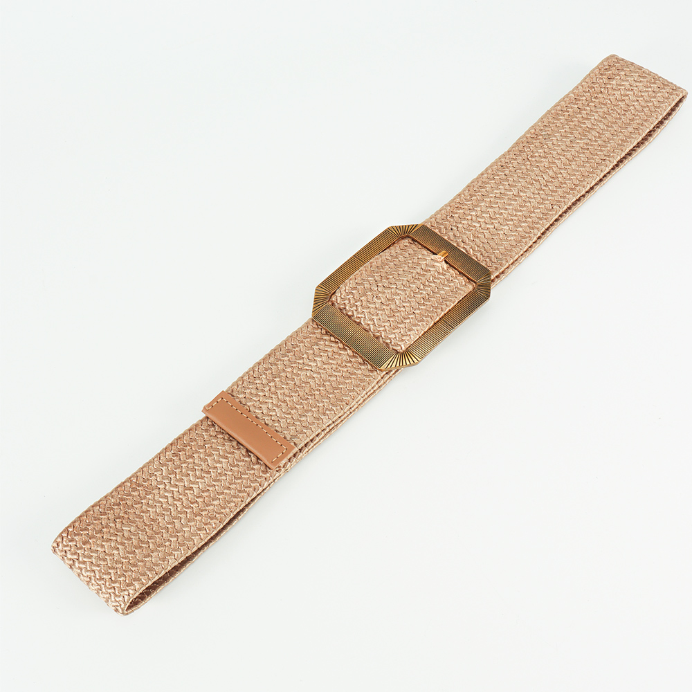 Simple Style Solid Color Synthetic Fibre Alloy Buckle Women's Woven Belts display picture 2