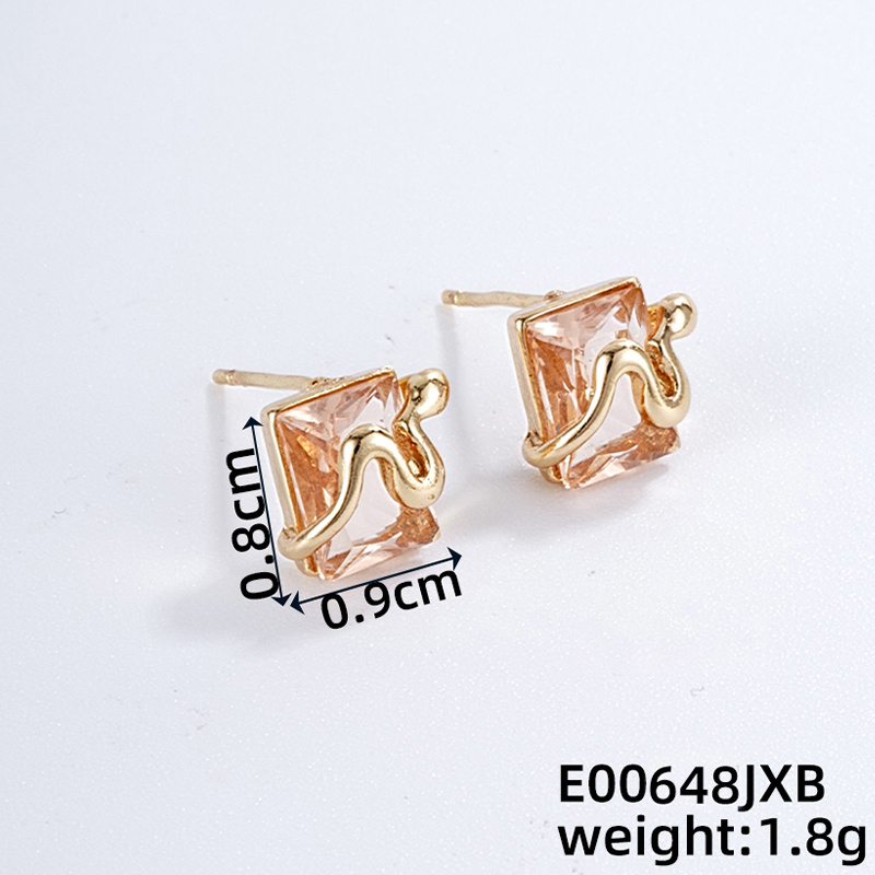 1 Pair Casual Simple Style Snake Copper Zircon K Gold Plated Ear Studs display picture 8