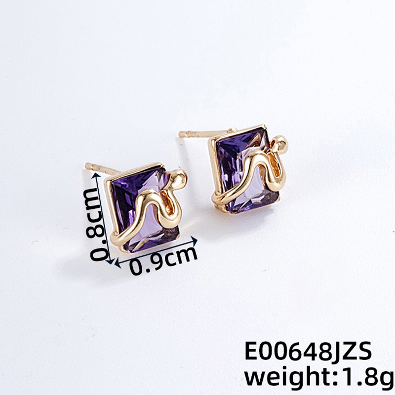 1 Pair Casual Simple Style Snake Copper Zircon K Gold Plated Ear Studs display picture 9