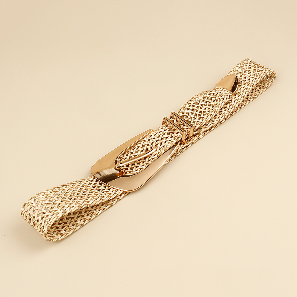 Vacation Simple Style Geometric Straw Buckle Women's Woven Belts display picture 6