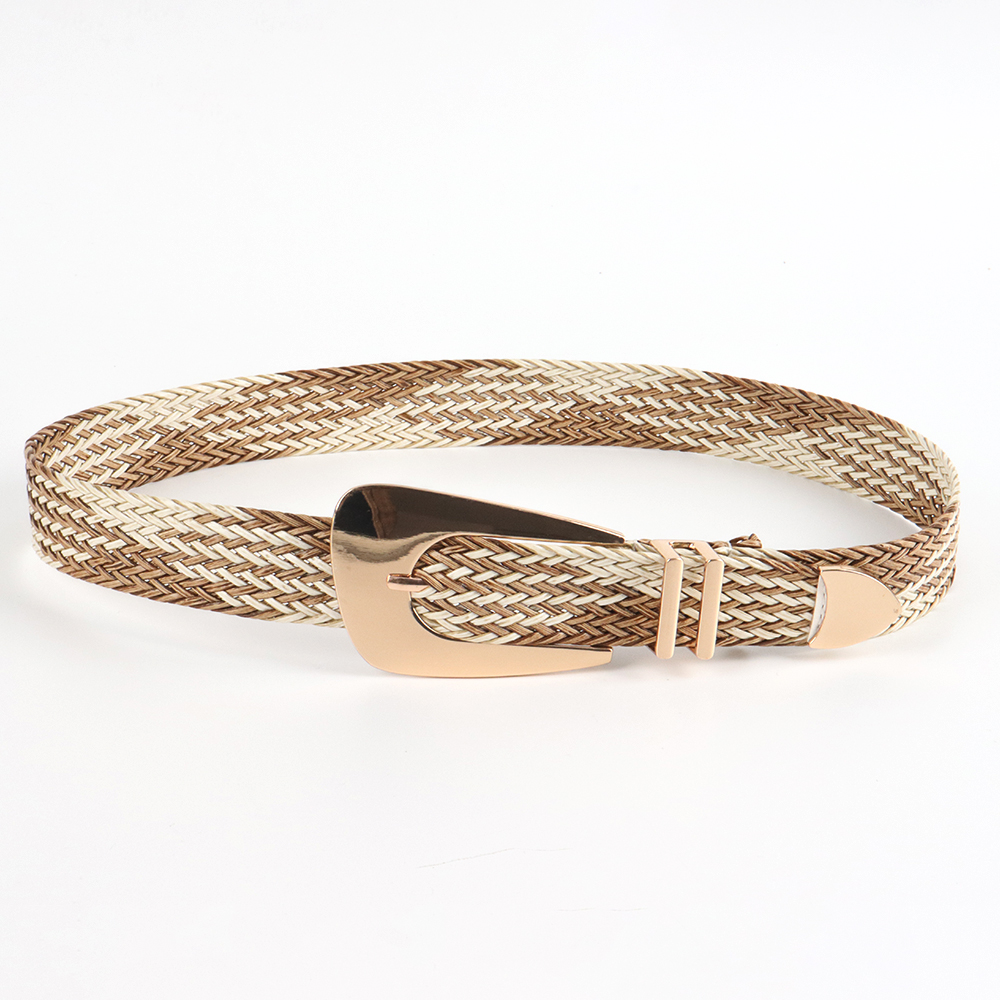 Vacation Simple Style Geometric Straw Buckle Women's Woven Belts display picture 13