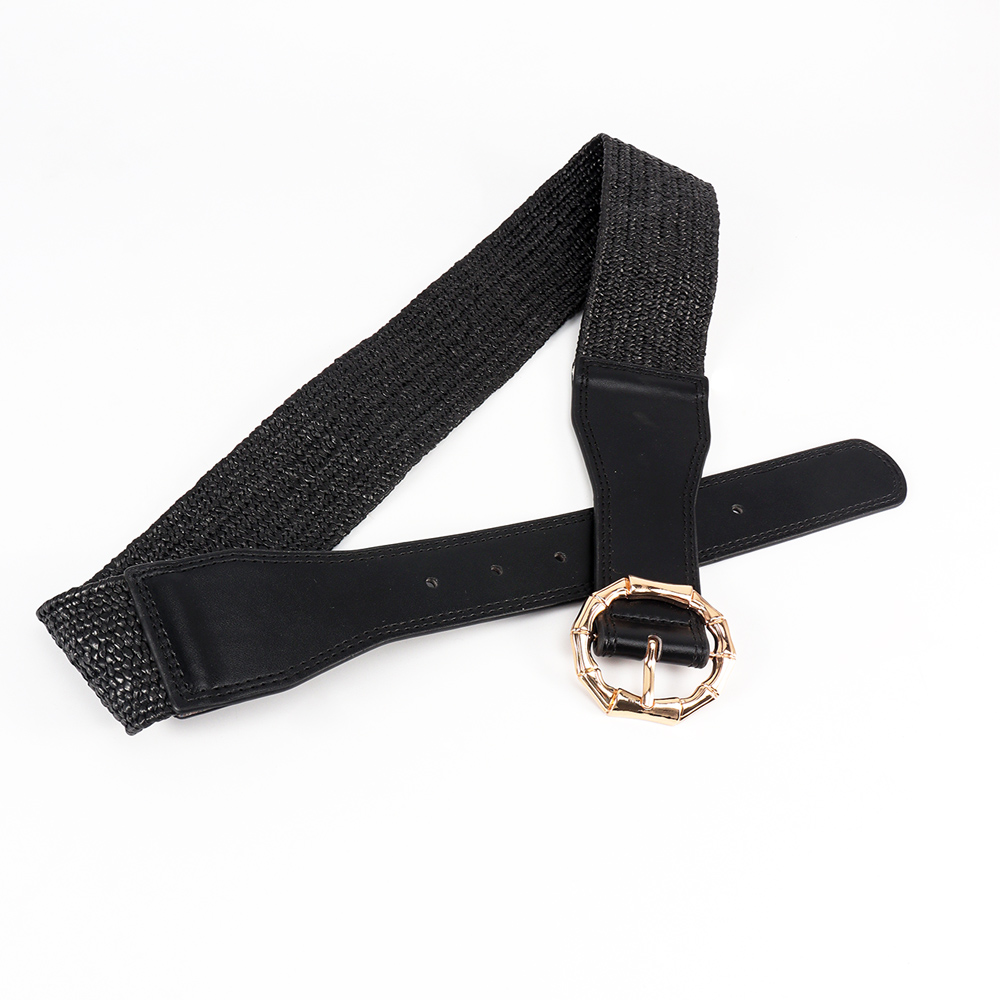 Vacation Simple Style Geometric Pu Leather Buckle Rhinestones Women's Woven Belts display picture 1