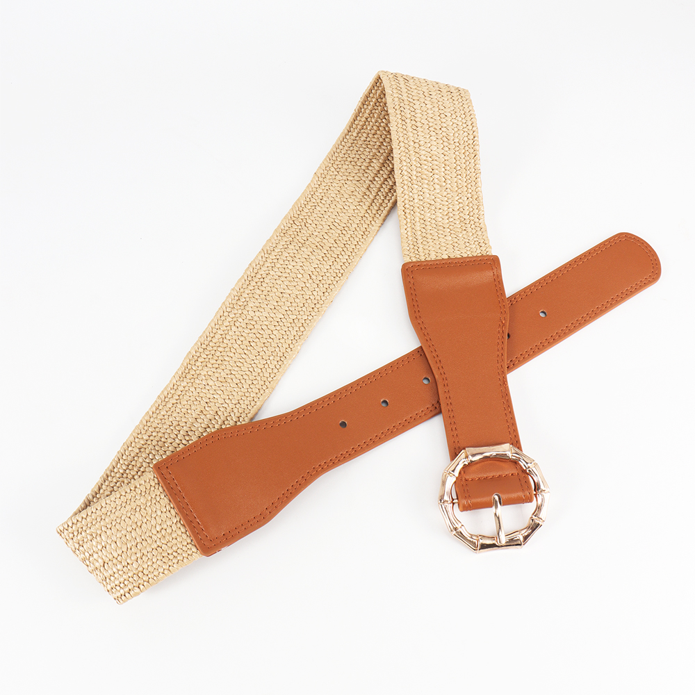 Vacation Simple Style Geometric Pu Leather Buckle Rhinestones Women's Woven Belts display picture 5
