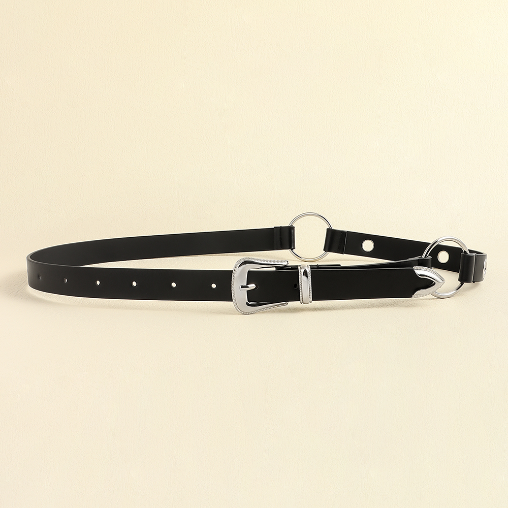 Simple Style Geometric Alloy Metal Button Women's Leather Belts display picture 1
