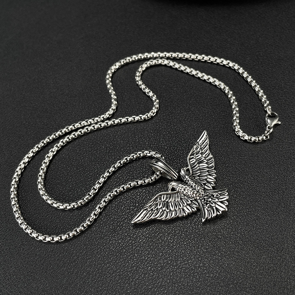 Hip-Hop Vintage Style Eagle Stainless Steel Plating Men's Pendant Necklace display picture 2