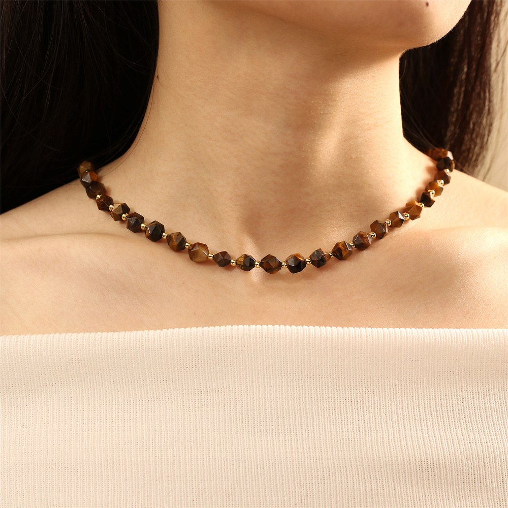 Ig-stil Vintage-stil Geometrisch Stein Perlen Überzug 18 Karat Vergoldet Unisex Halskette display picture 3
