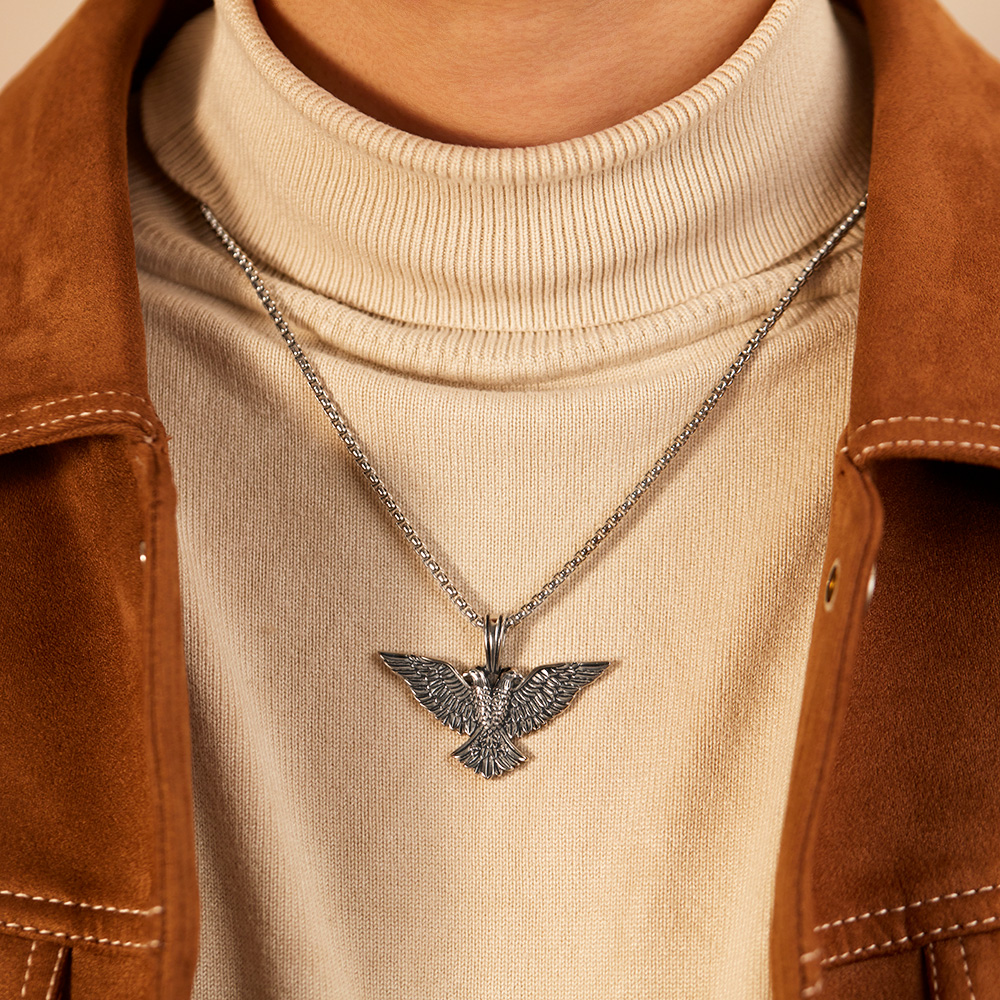Hip-Hop Vintage Style Eagle Stainless Steel Plating Men's Pendant Necklace display picture 6