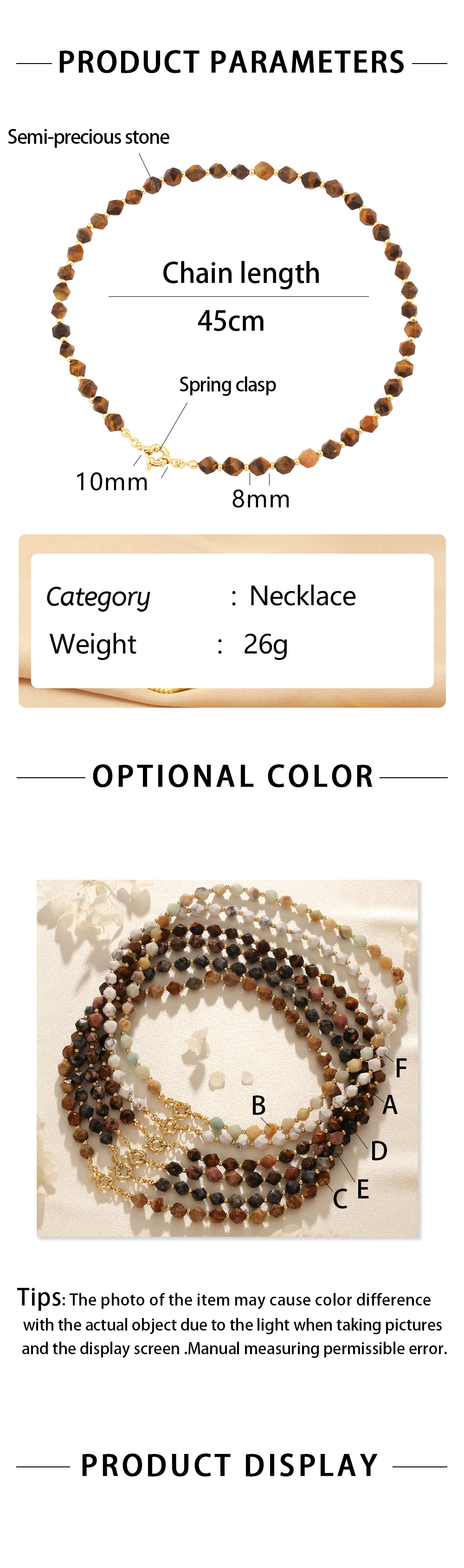 Ig Style Vintage Style Geometric Stone Beaded Plating 18k Gold Plated Unisex Necklace display picture 1