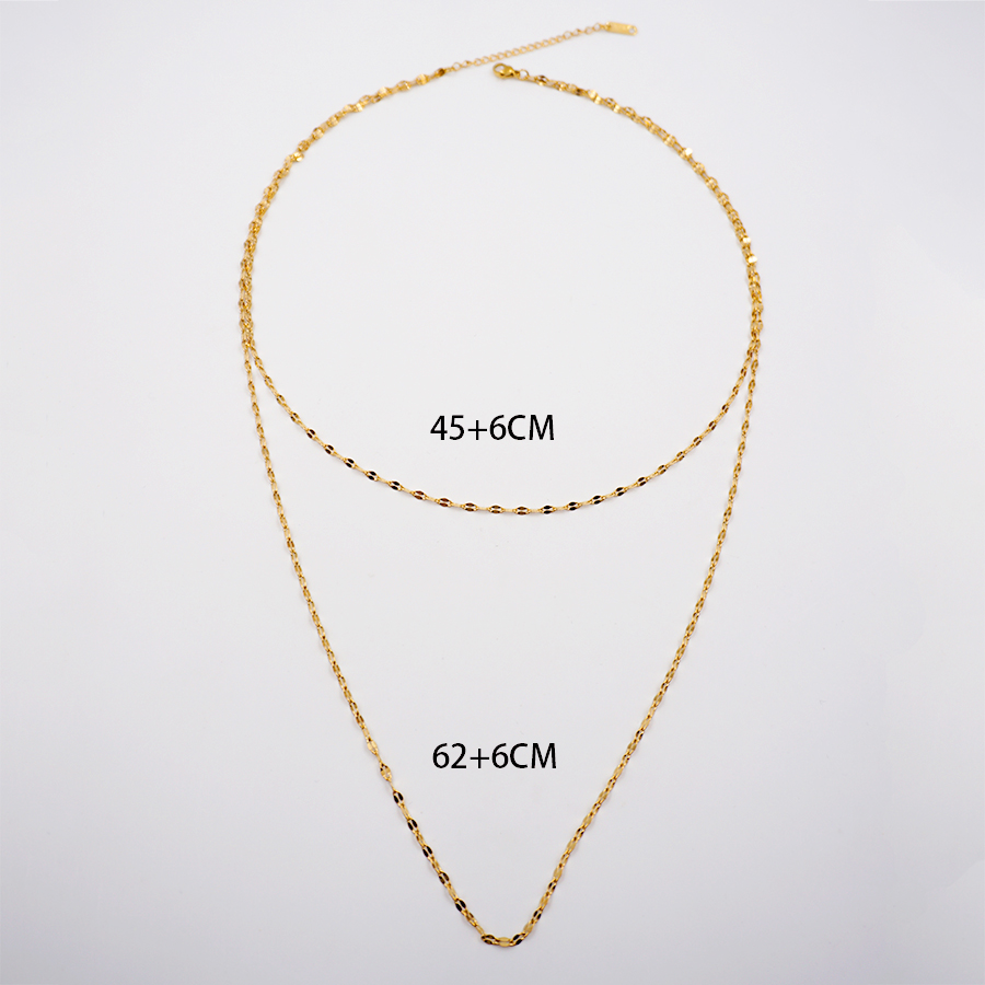 304 Stainless Steel Titanium Steel Gold Plated Simple Style Plating Solid Color Double Layer Necklaces display picture 5