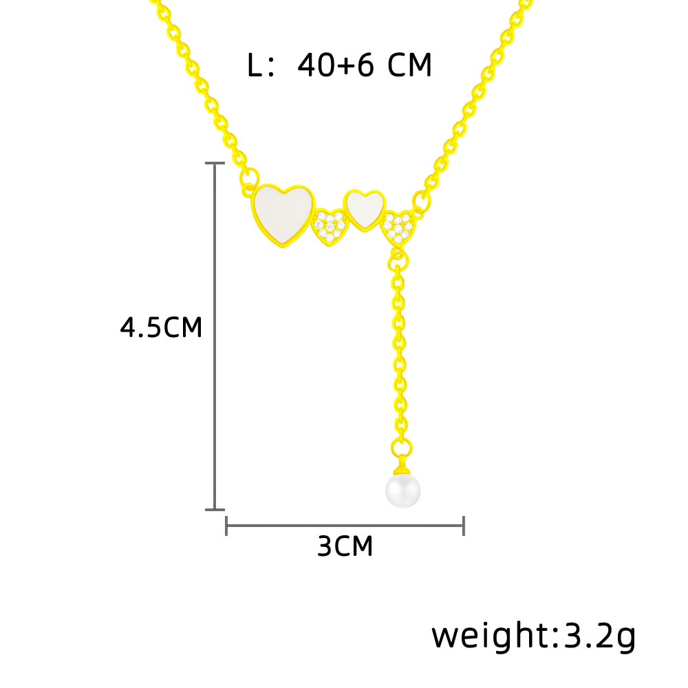 Titanium Steel Modern Style Simple Style Inlay Heart Shape Pearl Zircon Pendant Necklace display picture 6