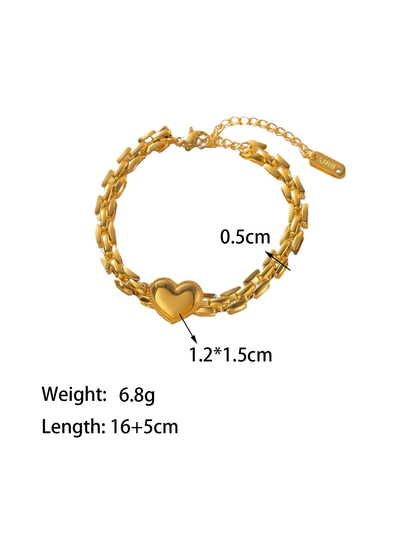 Einfacher Stil Herzform Edelstahl 304 18 Karat Vergoldet Armbänder In Masse display picture 4