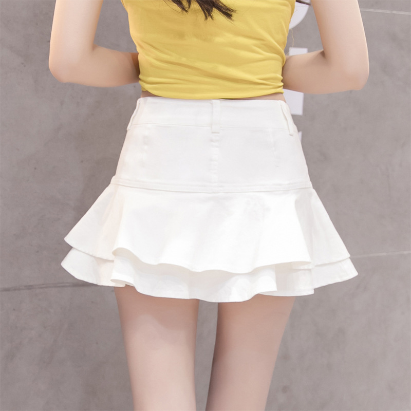 Summer Spring Casual Simple Style Solid Color Polyester Above Knee Skirts display picture 29