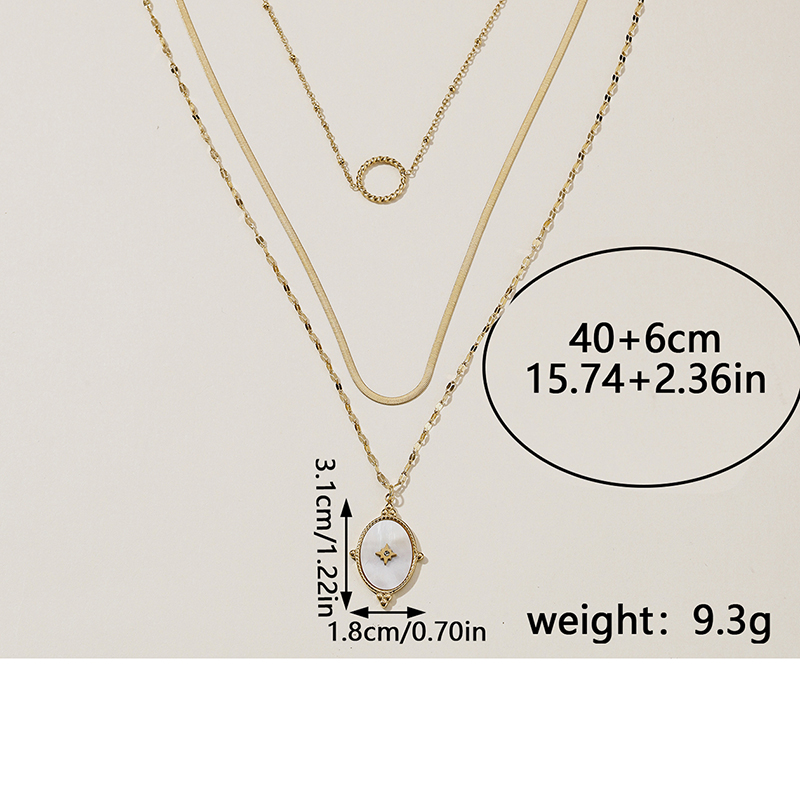 French Style Cross Rhombus Stainless Steel Patchwork Plating Inlay White Shell Double Layer Necklaces display picture 1