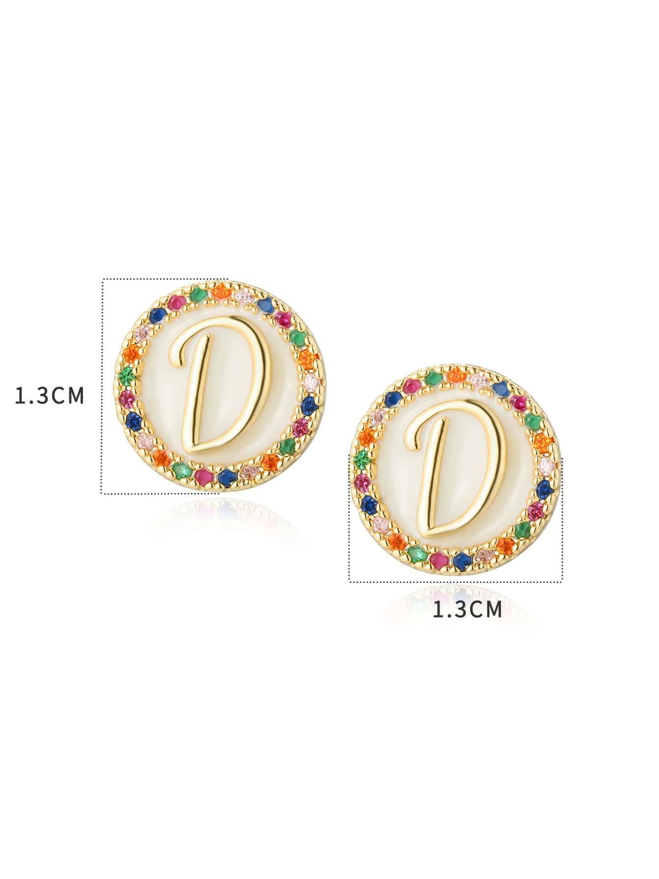 1 Pair Simple Style Letter Plating Inlay Copper Zircon 18k Gold Plated Ear Studs display picture 7