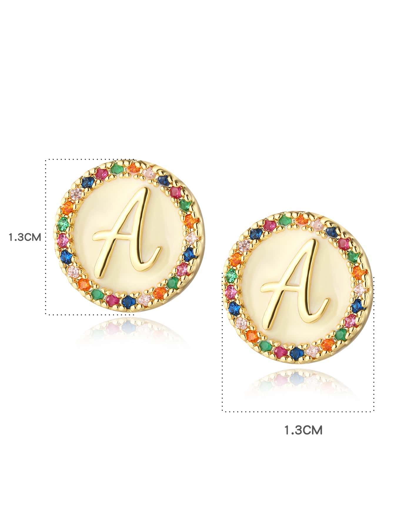 1 Pair Simple Style Letter Plating Inlay Copper Zircon 18k Gold Plated Ear Studs display picture 4