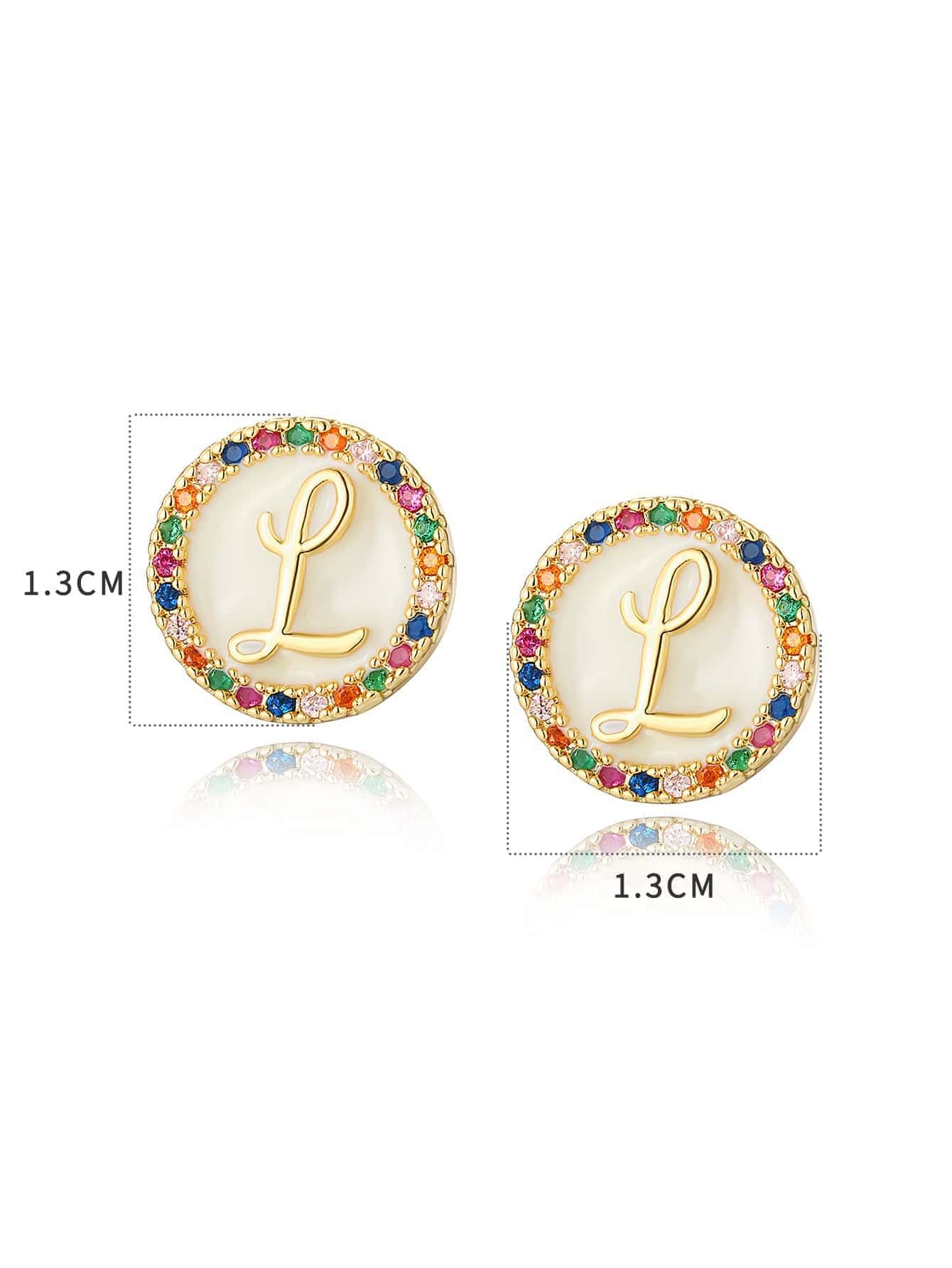 1 Pair Simple Style Letter Plating Inlay Copper Zircon 18k Gold Plated Ear Studs display picture 10