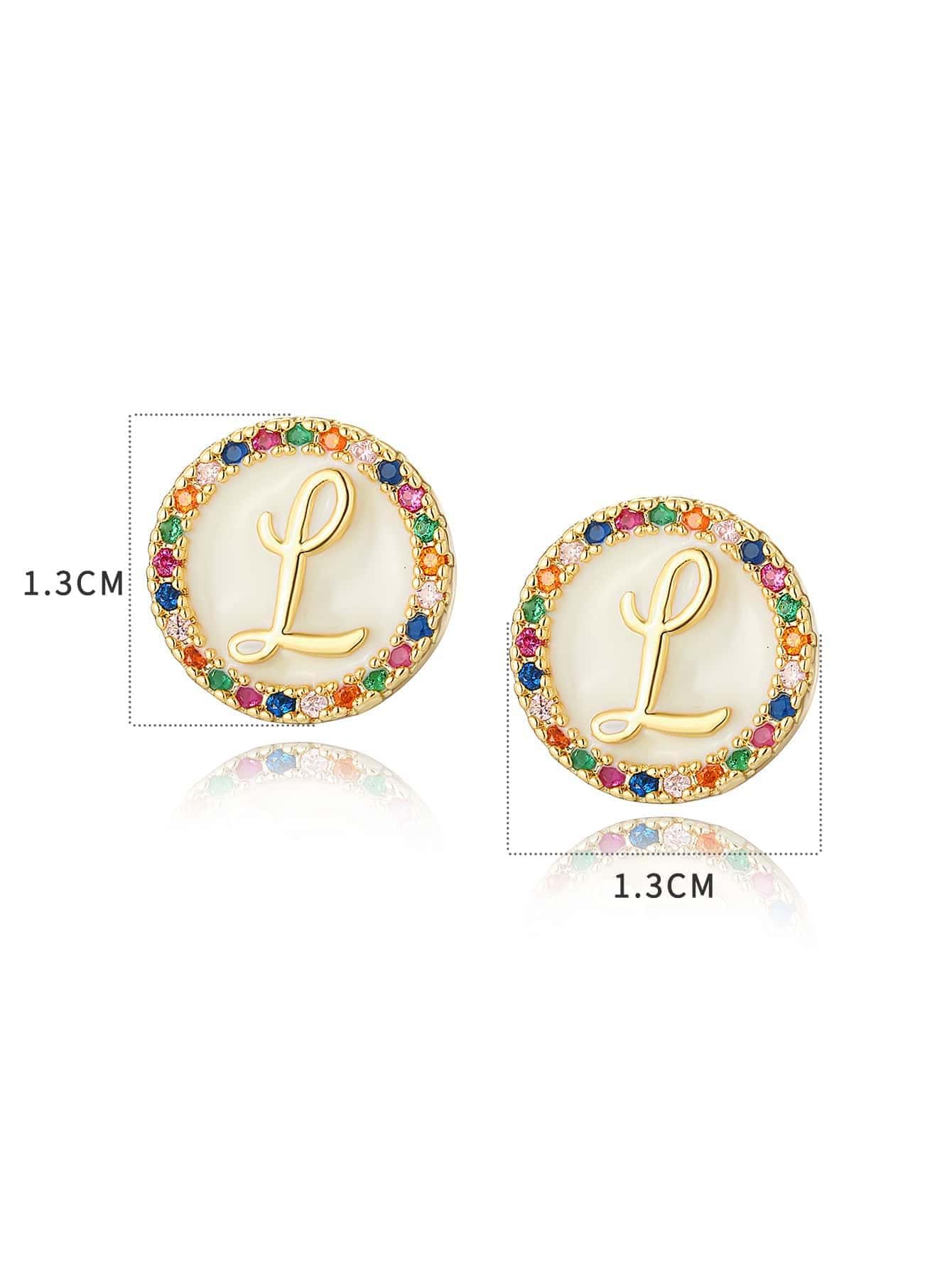 1 Paire Style Simple Lettre Placage Incruster Le Cuivre Zircon Plaqué Or 18k Boucles D'oreilles display picture 10