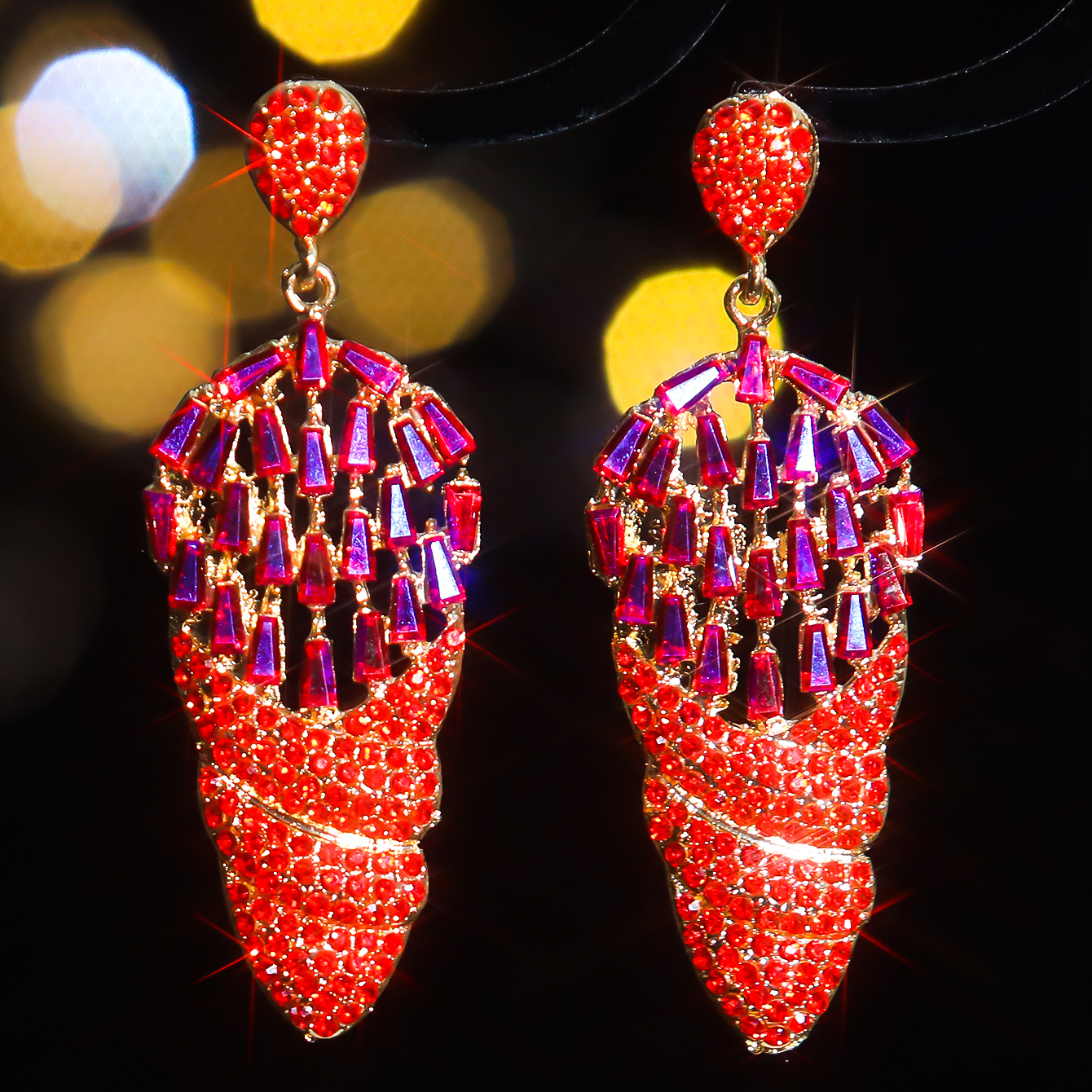 1 Pair Luxurious Shiny Geometric Plating Inlay Alloy Rhinestones Zircon Silver Plated Drop Earrings display picture 6