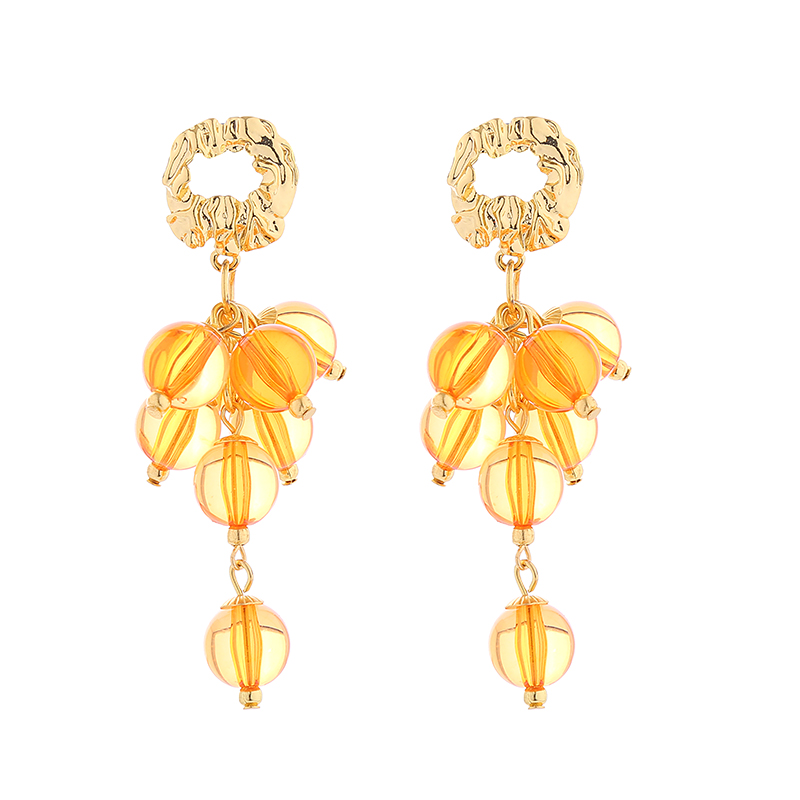1 Pair Simple Style Ball Alloy Resin Gold Plated Drop Earrings display picture 8