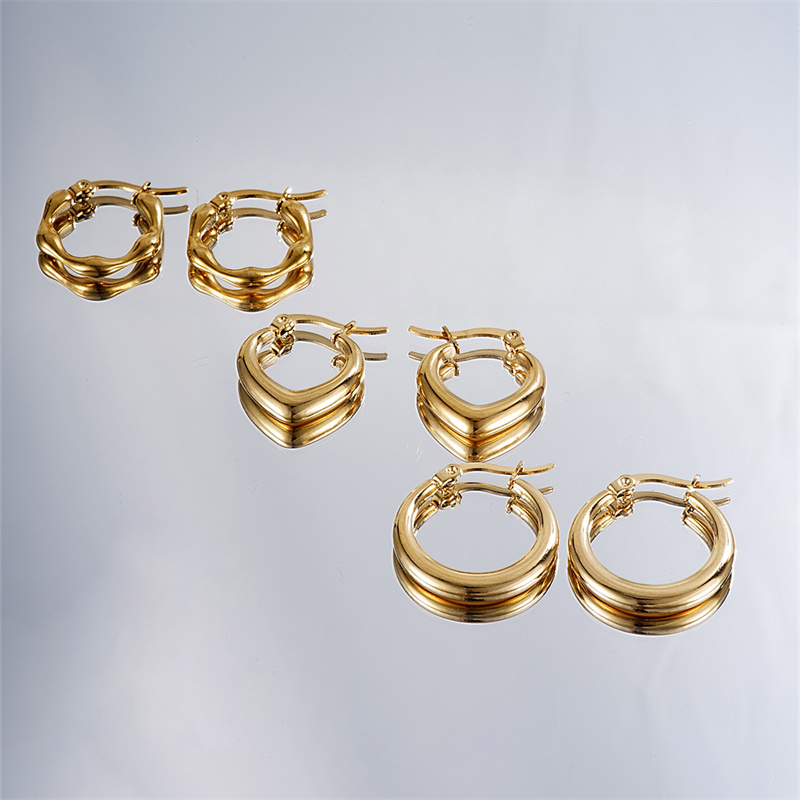 1 Pair Casual Simple Style Geometric Irregular 304 Stainless Steel K Gold Plated Hoop Earrings display picture 3