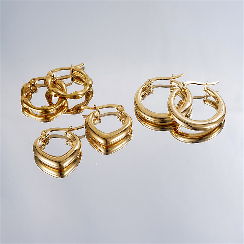 1 Paar Lässig Einfacher Stil Geometrisch Irregulär Edelstahl 304 K Vergoldet Reif Ohrringe display picture 4