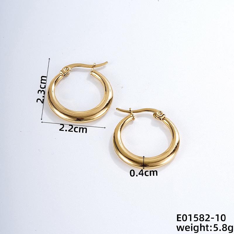 1 Pair Casual Simple Style Geometric Irregular 304 Stainless Steel K Gold Plated Hoop Earrings display picture 6