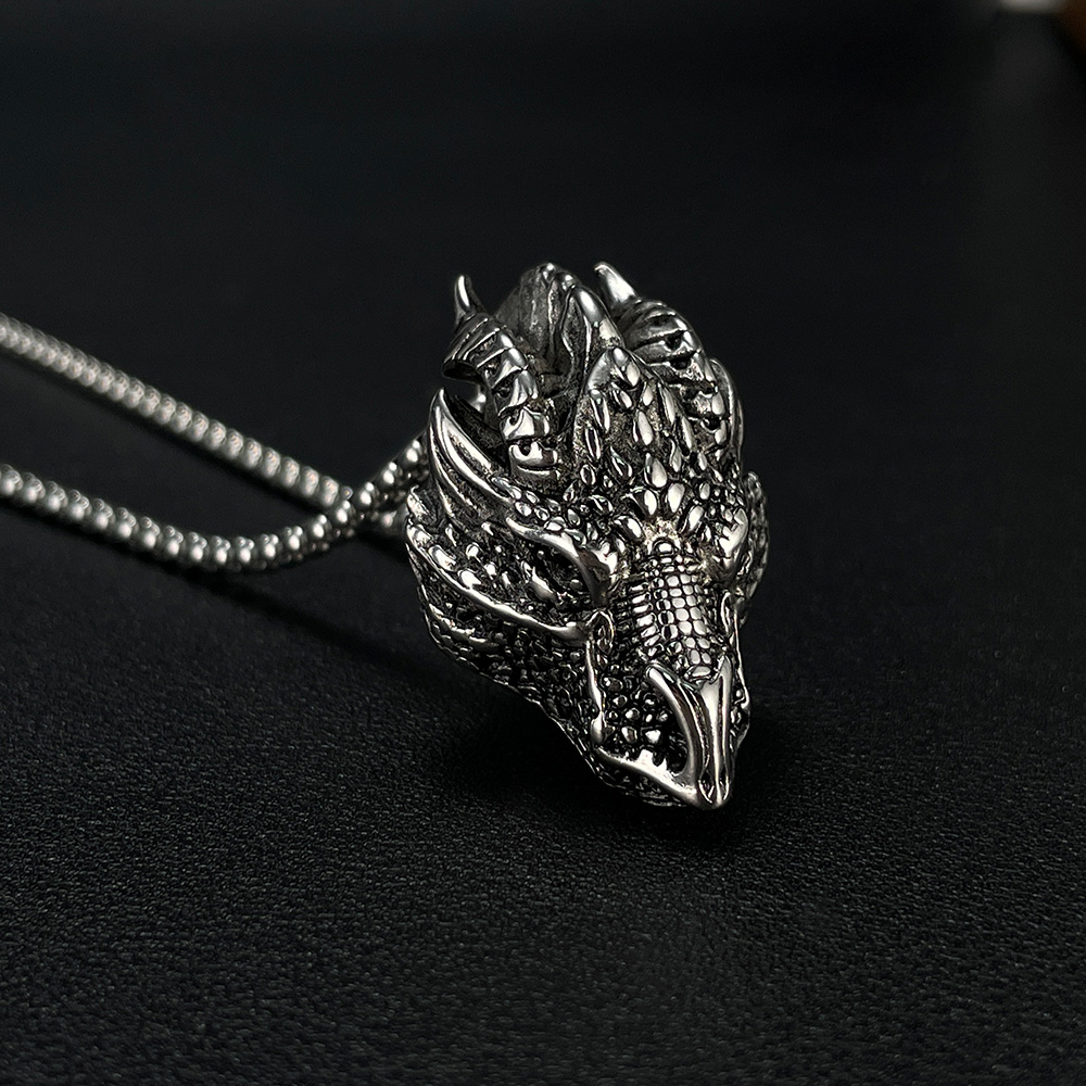 Retro Dragon Stainless Steel Plating Men's Pendant Necklace display picture 3