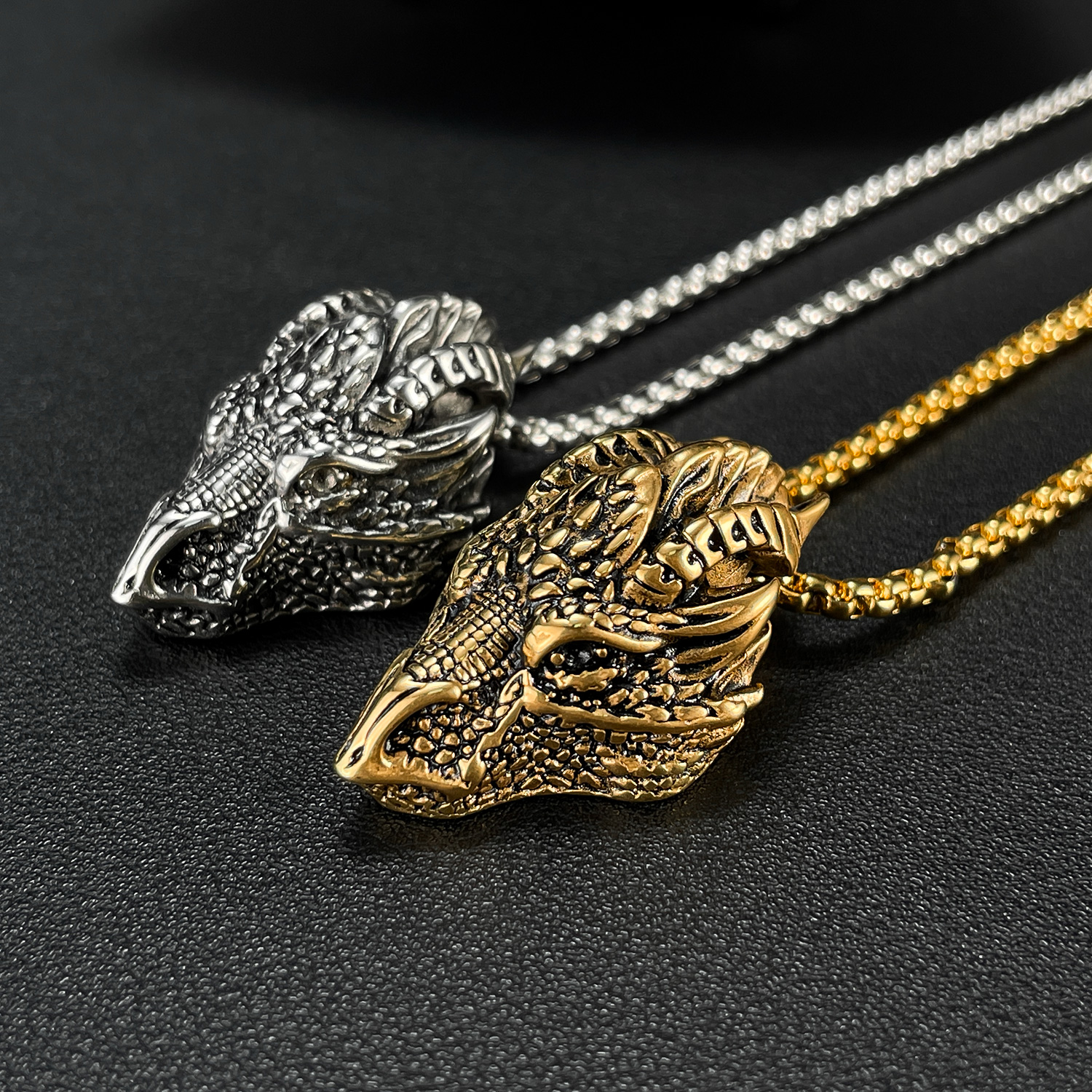 Retro Dragon Stainless Steel Plating Men's Pendant Necklace display picture 7