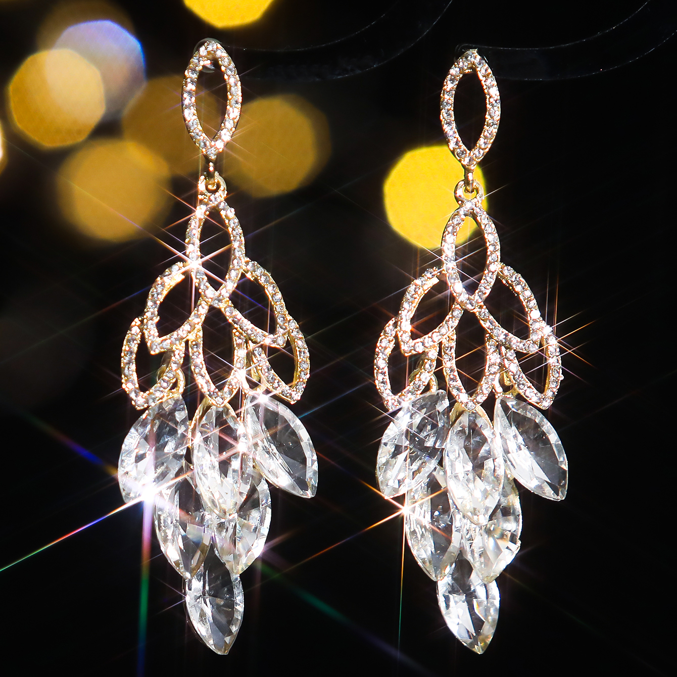1 Pair Elegant Luxurious Geometric Plating Inlay Alloy Rhinestones Zircon Silver Plated Drop Earrings display picture 10