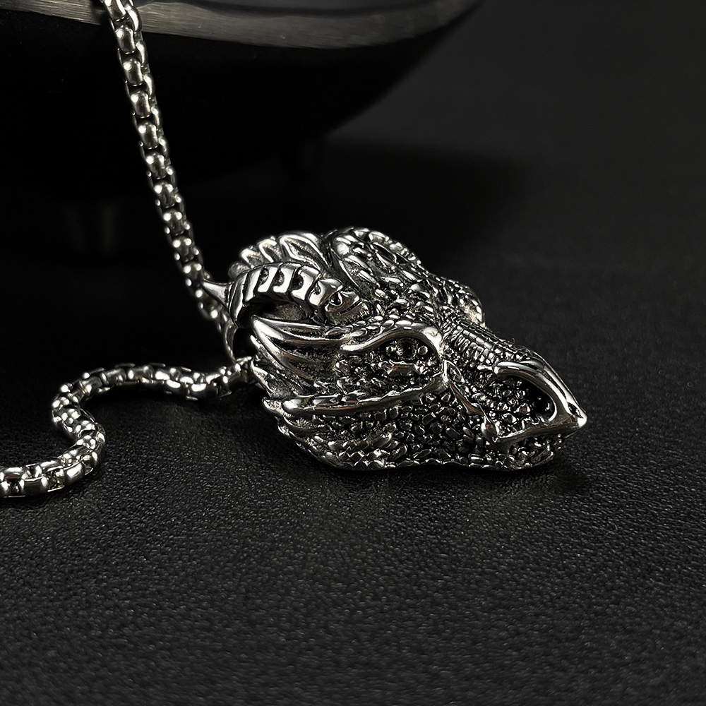 Retro Dragon Stainless Steel Plating Men's Pendant Necklace display picture 8
