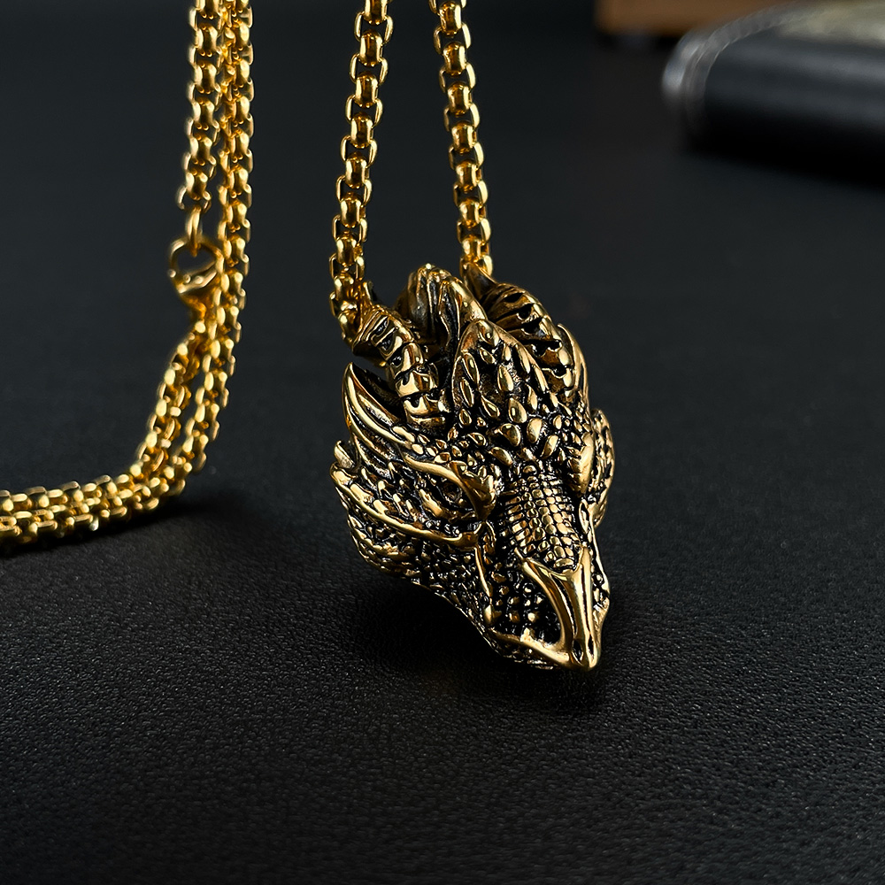 Retro Dragon Stainless Steel Plating Men's Pendant Necklace display picture 11