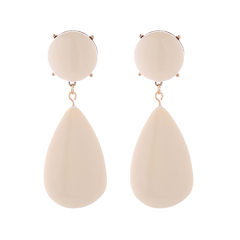 1 Pair Elegant Simple Style Water Droplets Inlay Alloy Resin Resin Gold Plated Drop Earrings display picture 10