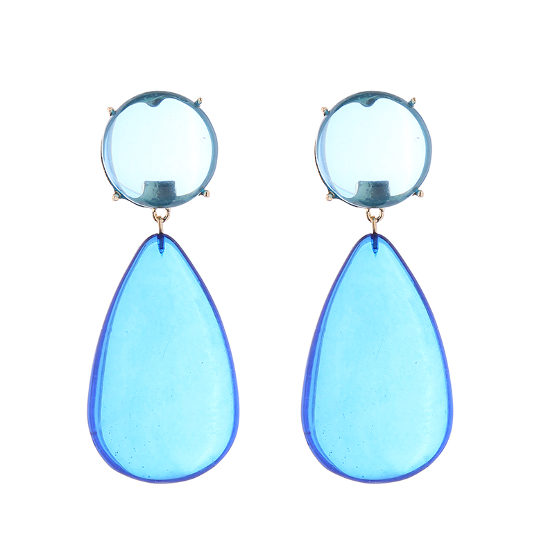 1 Pair Elegant Simple Style Water Droplets Inlay Alloy Resin Resin Gold Plated Drop Earrings display picture 8